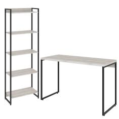 Kit Escritório Estante 5 Prateleiras Com Mesa 120Cm Snow