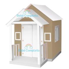 Casinha De Brinquedo Infantil 120cm Em Madeira Com Varanda - Bebê Comp
