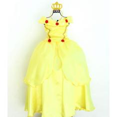Vestido Infantil Fantasia Bela Aurora Barbie Luxo E  Tiara - Pingo De 