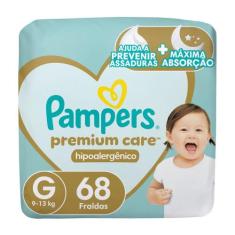 Fralda Pampers Premium Care G - 9 a 13kg 68 Unidades, G, 68