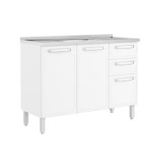 Balcão Bertolini Evidence 7025 Aço c/Pia 120cm Branco