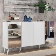 Aparador Buffet c/ Espelho e Pés Retrô Vegas Multimóveis Branco