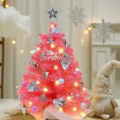 Árvore de Natal Juegoal Pink Mini 60cm com 50 luzes LED