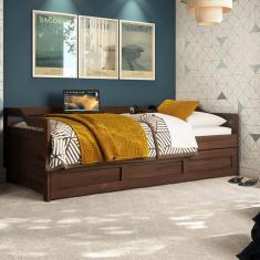 Bicama Londrina Solteiro Castanho Escuro Madeira Pinus