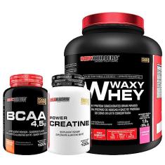 Kit Waxy Whey 2kg + BCAA 4,5 100g + Power Creatina 100g – Bodybuilders (Morango)