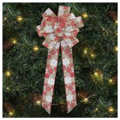 Kit 8 Enfeite Árvore Natal Laço Decorado Flocos De Neve 78 Cm