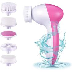 Massageador Facial Corporal E Limpeza Pele 5 Em 1 Rosa Azul