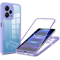 CCSmall Capa transparente para Xiaomi Redmi Note 12 Pro 5G com protetor de tela, capa de proteção robusta de corpo inteiro TPU macio Roxo