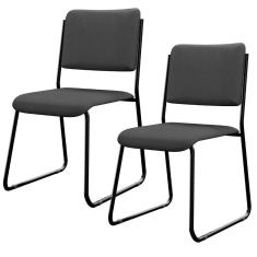 Kit 02 Cadeiras Hoteleira Auditório Empilhável Inter L02 Crepe Cinza