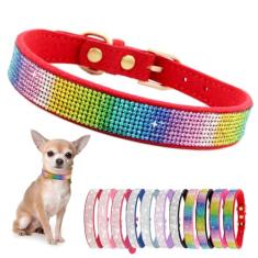 Coleira de cachorro com strass para cães pequenos, diamante brilhante, brilhante, cristal, linda, joia, filhote, coleiras para animais de estimação, PPP, PP, médio, grande, raça, fêmea, gatinha,