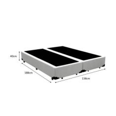 Cama Box Casal Bipartido - Tecido Sintético Branco com Colchão Extra F