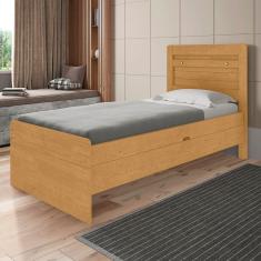Cama De Solteiro  Com Baú Denise Naturalle Off White