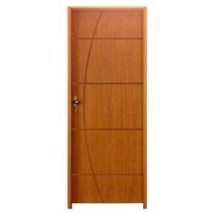 Kit Porta de Madeira Semi-Oca Belíssima 5 Rodam Padrão Imbuia - Lado D