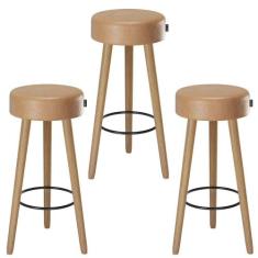 Kit 3 Banquetas Alta Estofada 70 cm Pés Palito P/ Área Gourmet Bancada