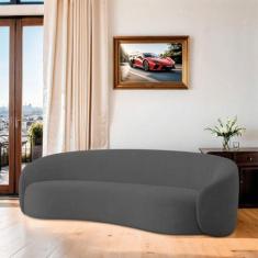 Sofá Curvo Orgânico Sala Recepção 3 Lugares Alemanha 200cm Linho - Mar