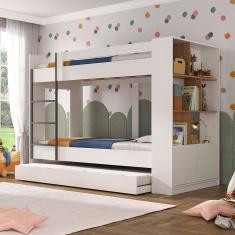 Treliche Infantil-juvenil Com Estante 2 Portas 6 Nichos Oliver Branco-nogal