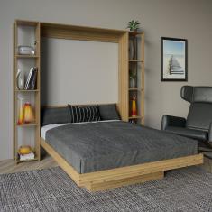 Cama Articulada De Casal Com 8 Prateleiras E 2 Nichos 209,9x198,5cm Cm8040 Amendoa