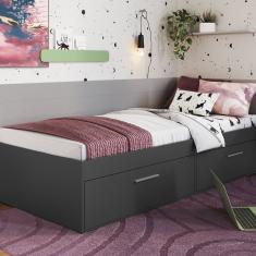 Cama Solteiro Com 2 Portas 80 Tókio Grafite