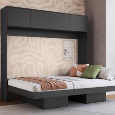 Cama Casal Articulável Horizontal Com Portas 140 Hanover Grafite