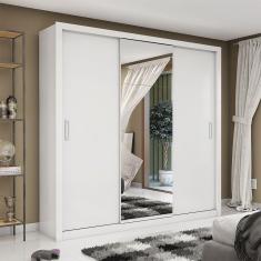 Guarda Roupa 3 Portas De Correr Com Espelho Bahia Plus Branco