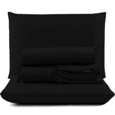 Jogo de Lençol Pratik Peletizado Queen 4 Peças Barato - Preto - 100% P