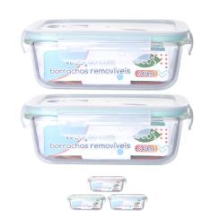 Conjunto 2 Potes 640ml Vidro Hermético 4 Travas Marmita