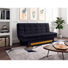 Sofa Cama Suede 2 Lugares com Baú Berilo Espresso Móveis Preto