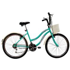 Bicicleta Aro 26 Feminina Beach Retrô 18 Marchas Azul Turquesa - Dalan