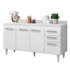 Balcão Gabinete Para Pia 150cm 4 Portas 2 Gavetas Com Tampo Lis L03 Br