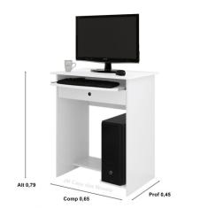 Mesa de computador prática com gaveta cor Branco jm398 - JM Casa dos M