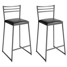 Conjunto de 2 Banquetas Alta Lisboa de Aço de Carbono