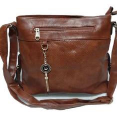 Bolsa Feminina, Alça Transversal, divisórias - FF, Caramelo