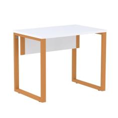 Mesa Escritório P25 TUB Pandin 90 cm (Larg) Tampo MDP Branco Pé Aço Tubular Laranja