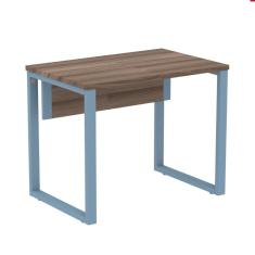 Mesa Escritório P25 TUB Pandin 90 cm (Larg) Tampo MDP Walnut Pé Aço Tubular Azul Dali
