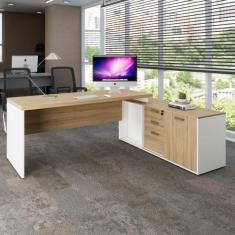 Mesa Escritório 1,70m Armário e Cx de Tomadas Pés Painel F5 - F5 Offic