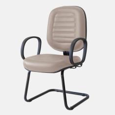 Cadeira Diretor Belluno Pé Continuo com Braços - Flex Cadeiras, Beige