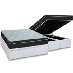 Cama Box Baú King: Colchão Molas Bonnel Ortobom Nanolastic Light + Base Crc Courano White(186X198)