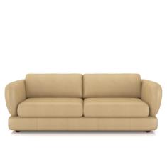 Sofá Living 2 Lugares 185cm Pés Madeira Dalian Couro Legítimo Bege G52 - Gran Belo