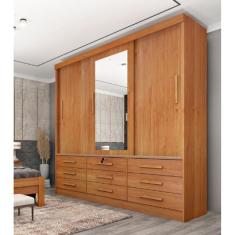 Guarda Roupa 3 Portas 9 Gavetas Com Espelho Chicago - Tcil Móveis - Cinamomo