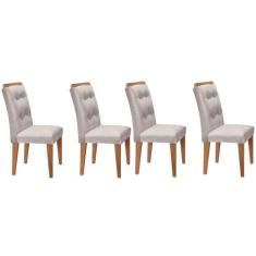 Cadeira Sala de Jantar Imperatriz Kit 4 Un Imbuia/Veludo Creme - Rufat