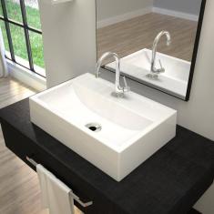 Kit Cuba Q45 Com Torneira 1198 Metal + Válvula 1`` (2,6cm) + Sifão Cromado + Flexível Branco