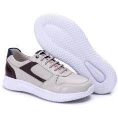 Tênis Sapatênis Couro Legítimo Confortável Macio Jvmarc 3024 - Ranster