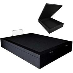 Base Box Bau Casal Sintetico Premium Santo Box 47x138x188, Preto