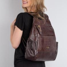 Mochila antifurto de couro croco feminina Suelen-Feminino