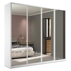 Guarda-Roupa Casal com Espelho Zermatt 100% MDF  4 Portas 6 Gavetas Branco
