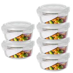 Conjunto 6 Pote Vidro 620ml Hermético Marmita Tampa 4 Travas