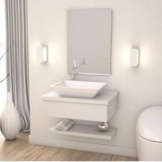 Bancada para Banheiro Cuba RT45 com Prateleira 605w Metrópole Compace Branco Chess