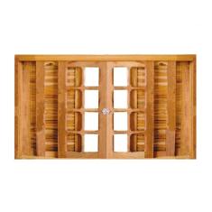 Janela de Madeira Veneziana Padrão Imbuia 100x200cm 6 Folhas Rodam Marroml