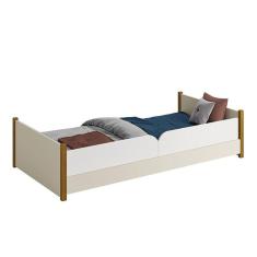 Cama Evolutiva Ravi Pés Amadeirado, Proteção Lateral Lisa e Colchão D33 - Reller Móveis