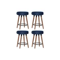 Kit 4 Bancos Moderno Pé Palito Roma Slim Azul 50cm